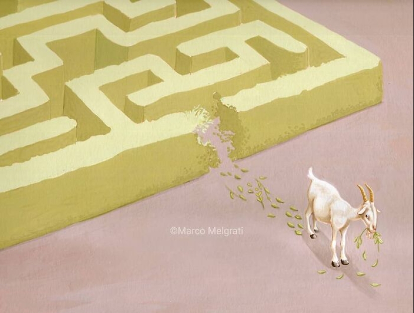 El artista crea ilustraciones sugerentes sobre realidades modernas.