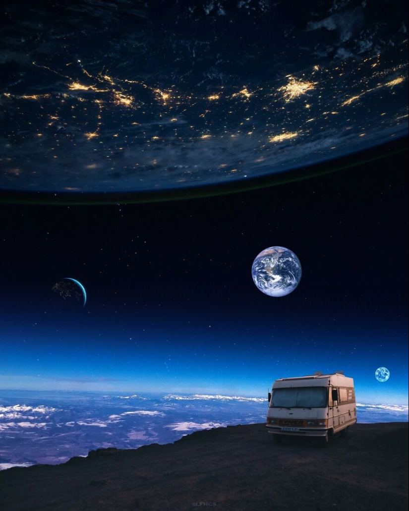 El artista LFHCS crea paisajes espectaculares donde la Tierra se encuentra con el universo