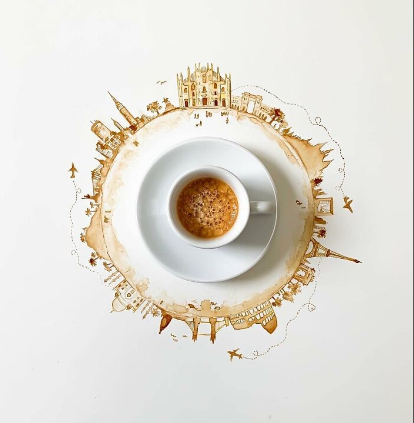 Esta artista crea sus pinturas usando café y aquí están sus 6 nuevas obras