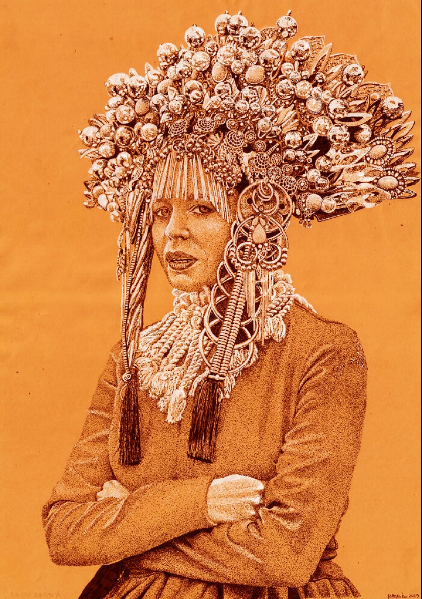 Hice dibujos con puntos blancos y negros sobre papel naranja Hice dibujos con puntos blancos y negros sobre papel naranja