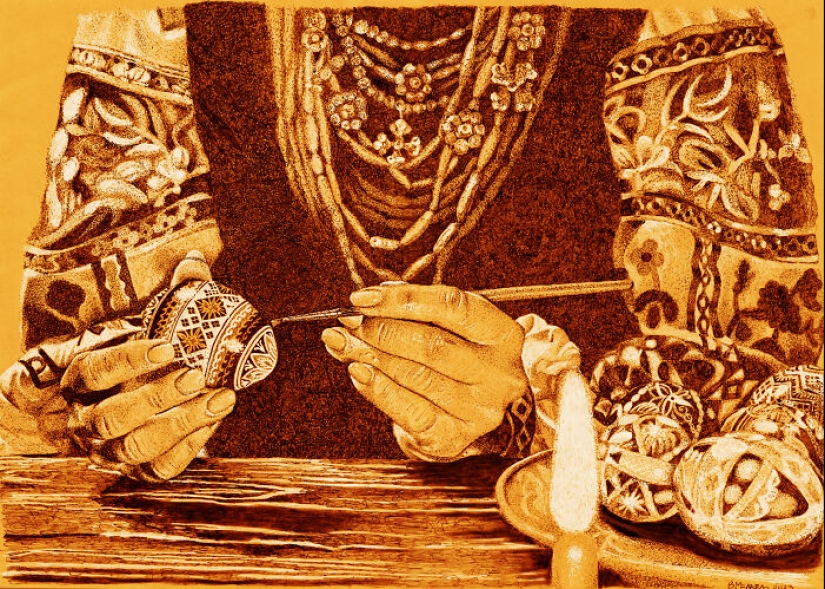 Hice dibujos con puntos blancos y negros sobre papel naranja Hice dibujos con puntos blancos y negros sobre papel naranja