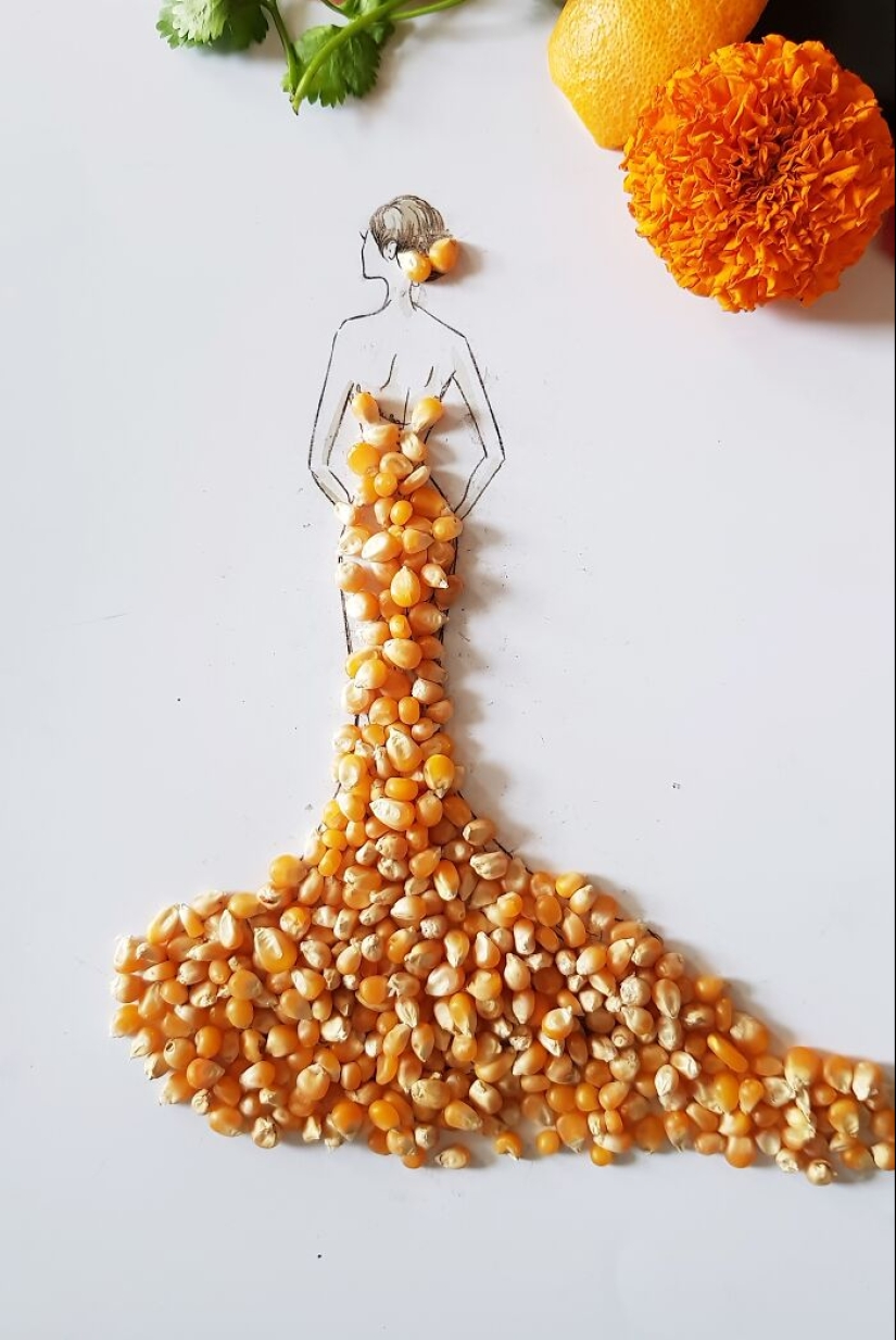 I Created Unique Dresses Using Pulses, Fruit And Vegetables I Created Unique Dresses Using Pulses, Fruit And Vegetables