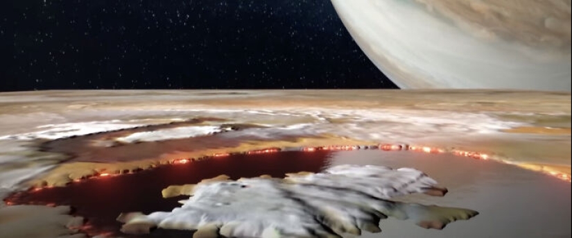 La nave espacial Juno de la NASA ofreció una espectacular vista aérea desde Ío, que incluye montañas y un lago de lava La nave espacial Juno de la NASA ofreció una espectacular vista aérea desde Ío, que incluye montañas y un lago de lava