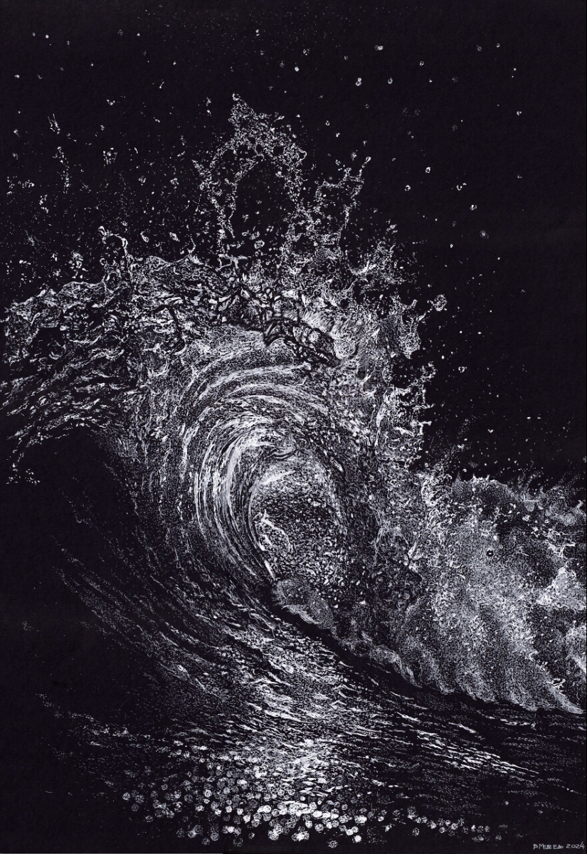 Mi hija me compró un cuaderno de bocetos negro hace años, aquí hay 23 nuevos dibujos con bolígrafo blanco que hice