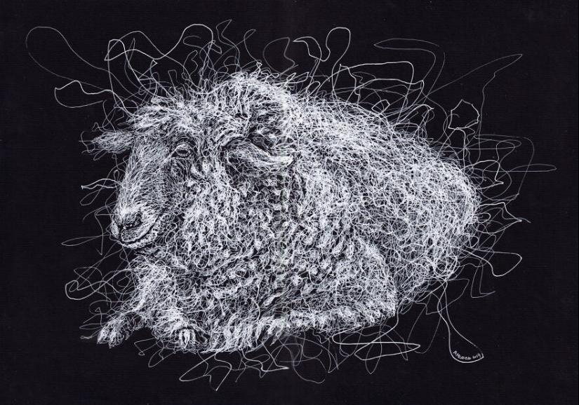 My Daughter Got Me A Black Sketchbook Years Ago, Here Are 23 New White Pen Drawings That I Made