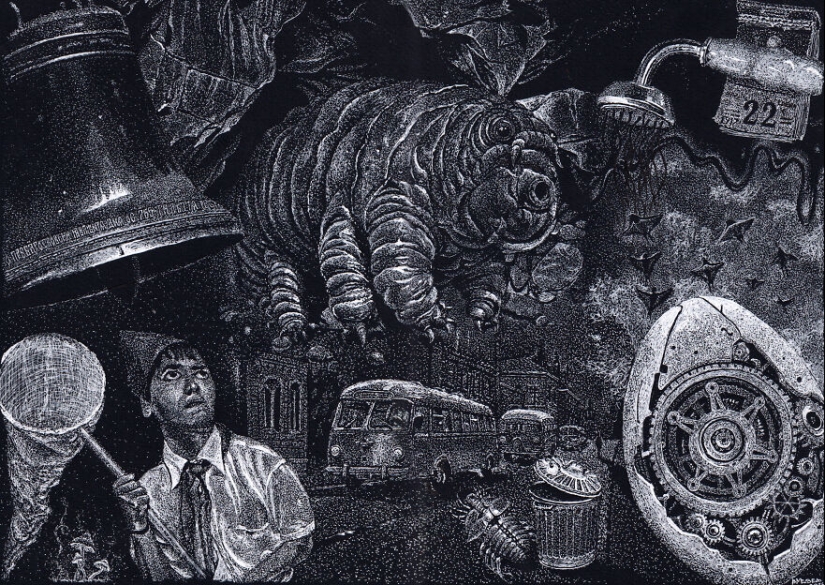 My Daughter Got Me A Black Sketchbook Years Ago, Here Are 23 New White Pen Drawings That I Made