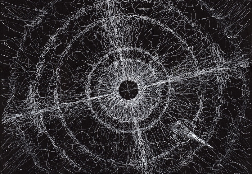 My Daughter Got Me A Black Sketchbook Years Ago, Here Are 23 New White Pen Drawings That I Made