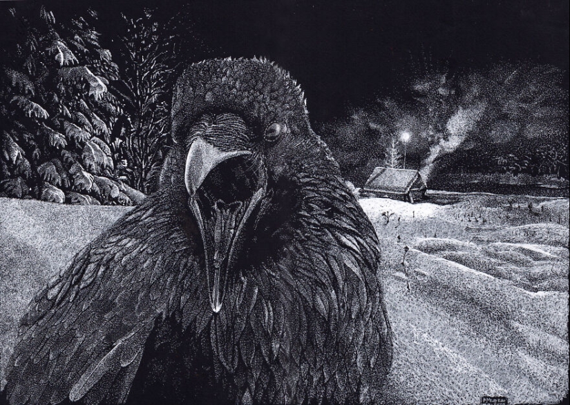 My Daughter Got Me A Black Sketchbook Years Ago, Here Are 23 New White Pen Drawings That I Made