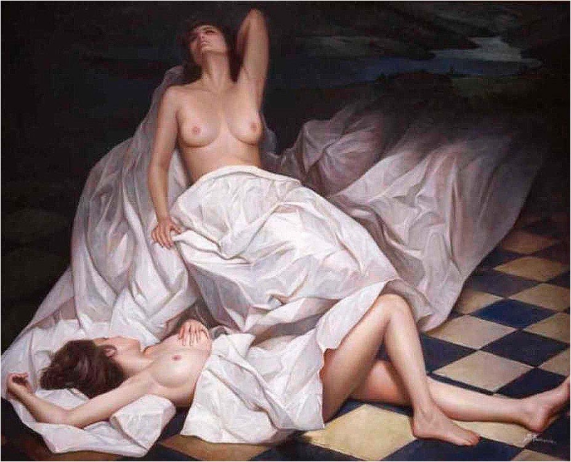 Sleepy temptation in the works of the Spanish portraitist Soledad Fernandez