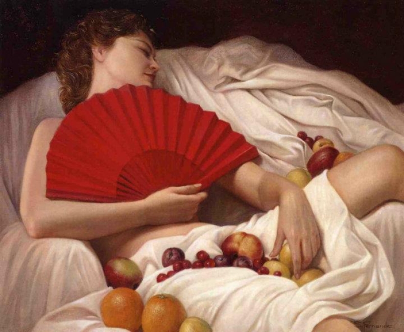 Sleepy temptation in the works of the Spanish portraitist Soledad Fernandez