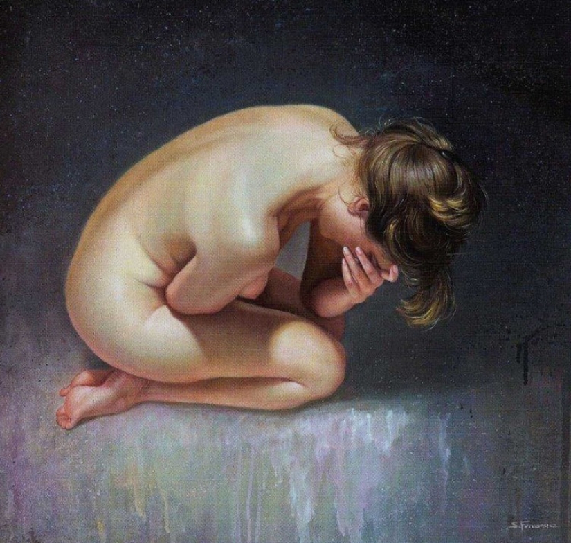 Sleepy temptation in the works of the Spanish portraitist Soledad Fernandez