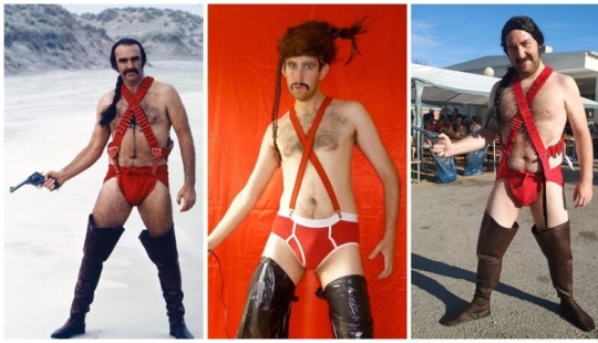 The iconic image of cosplay: Sean Connery in "men's bikini"