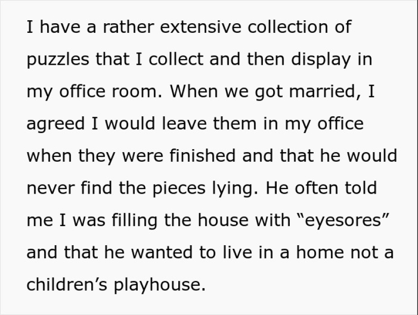 “Un desperdicio de una cara bonita”: una mujer se divorcia de su marido de 6 años por un rompecabezas