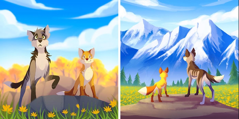 Un vistazo a las encantadoras aventuras de los animales a través de 14 cautivadoras ilustraciones de Skailla