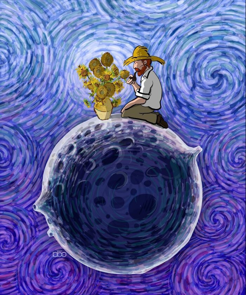 Vincent Van Gogh y la modernidad: 20 ilustraciones coloridas de Alireza Karimi Moghaddam