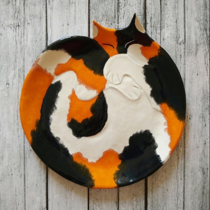 12 beautiful decorative plates in the form of snugly curled cats 12 beautiful decorative plates in the form of snugly curled cats