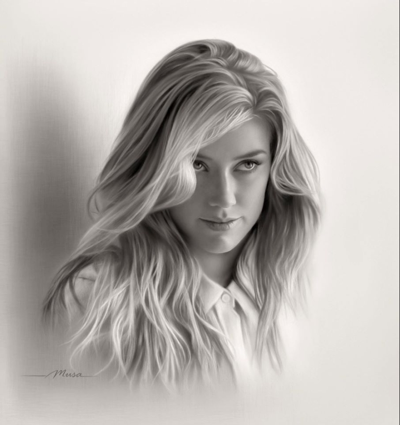 12 beautiful girls in Hyper-realistic pencil portraits from Musa Celik