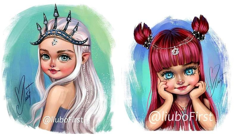 12 Zodiac signs in the form of charming cuties from a Russian artist