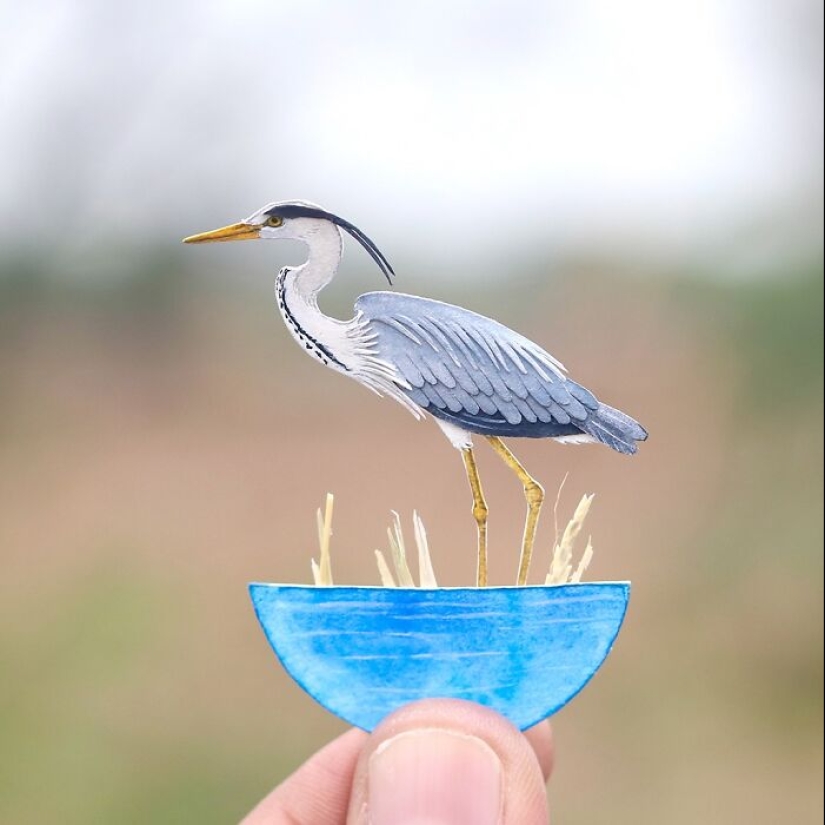 14 pequeñas esculturas de papel realistas de animales que este dúo ha creado