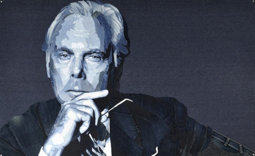 14 realistic portraits of celebrities made of denim