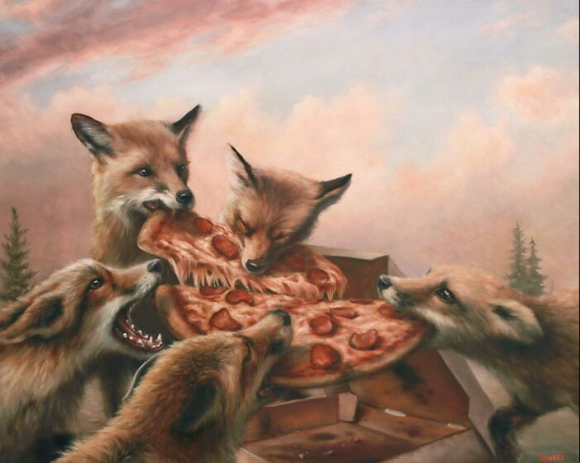 15 pinturas que invitan a la reflexión en las que los animales interactúan con el mundo como seres humanos