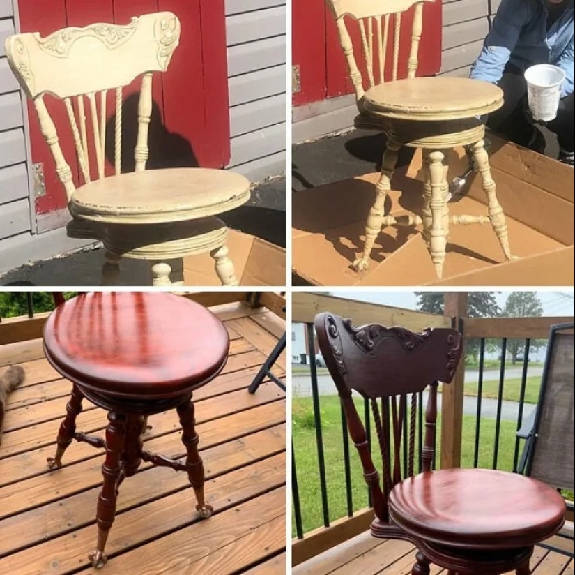 22 times beautiful wooden furniture was ruined by paint, but then restored
