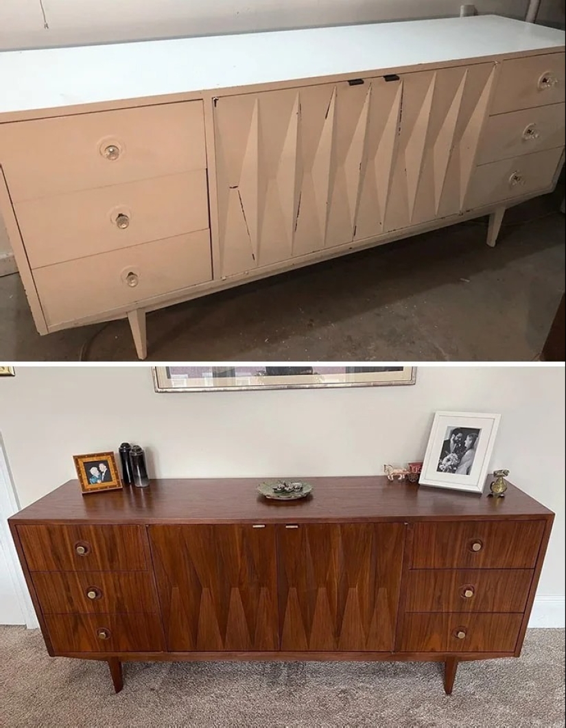 22 times beautiful wooden furniture was ruined by paint, but then restored