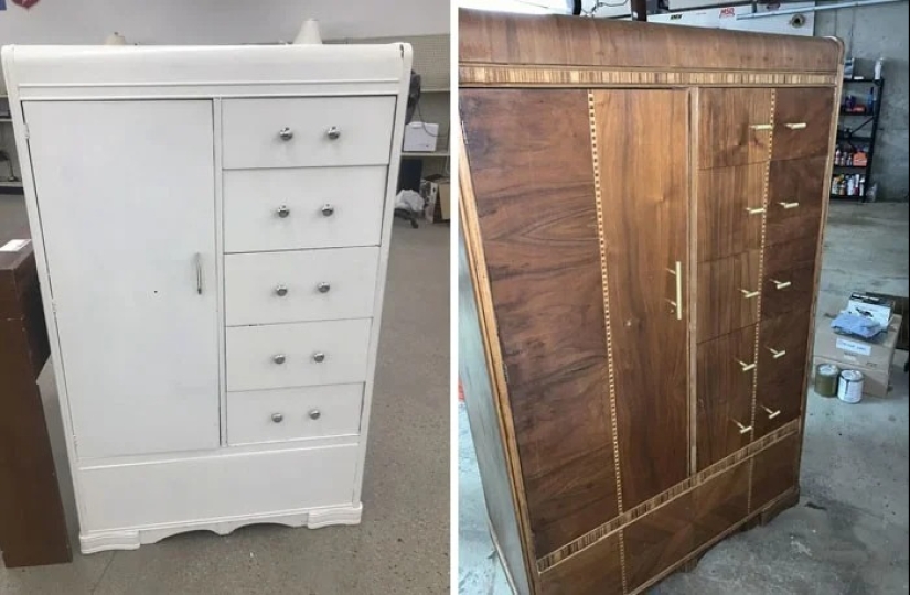 22 times beautiful wooden furniture was ruined by paint, but then restored