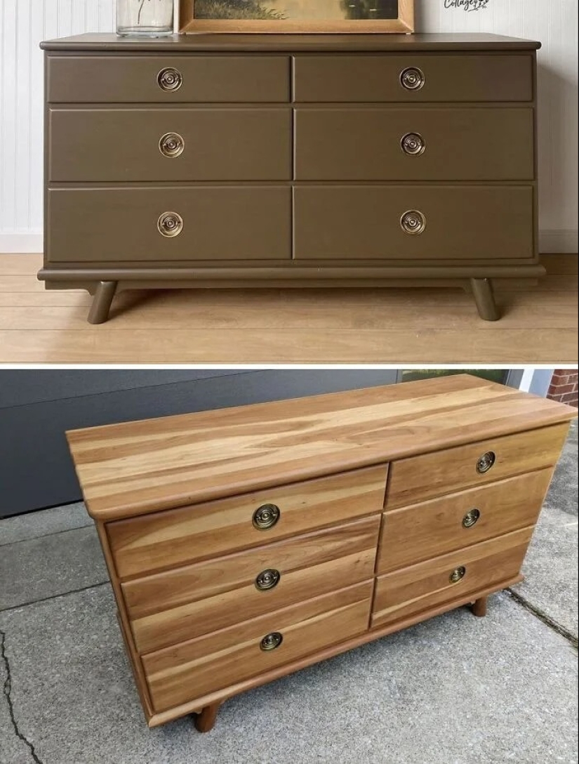 22 veces hermosos muebles de madera fueron arruinados por la pintura, pero luego fueron restaurados 22 veces hermosos muebles de madera fueron arruinados por la pintura, pero luego fueron restaurados