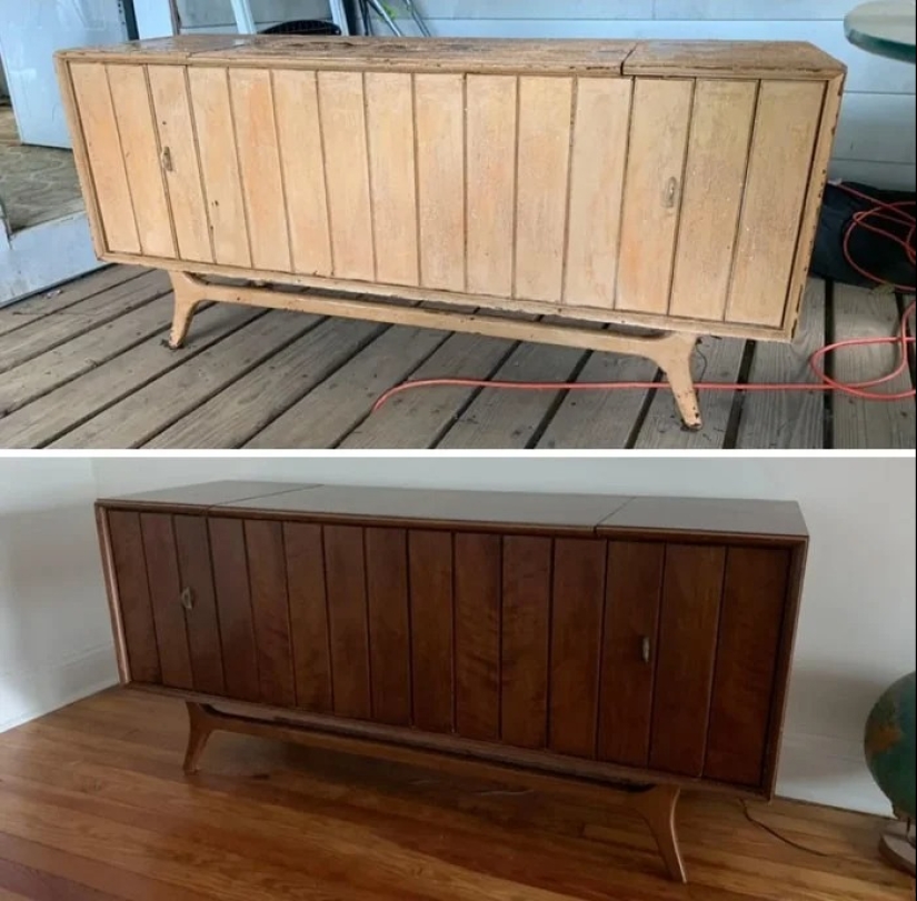 22 veces hermosos muebles de madera fueron arruinados por la pintura, pero luego fueron restaurados 22 veces hermosos muebles de madera fueron arruinados por la pintura, pero luego fueron restaurados