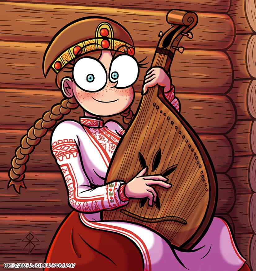 22 works by a Japanese artist who mixed Slavic motifs with manga