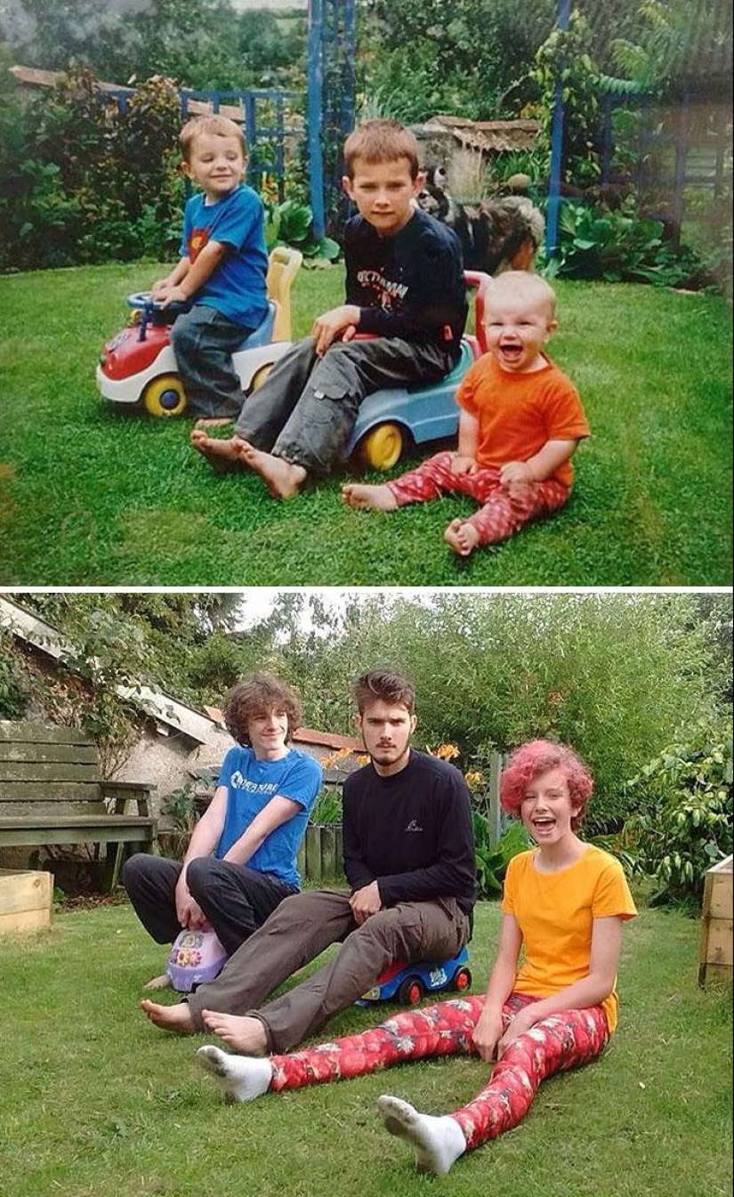 25 family photos that were recreated many years later 25 family photos that were recreated many years later