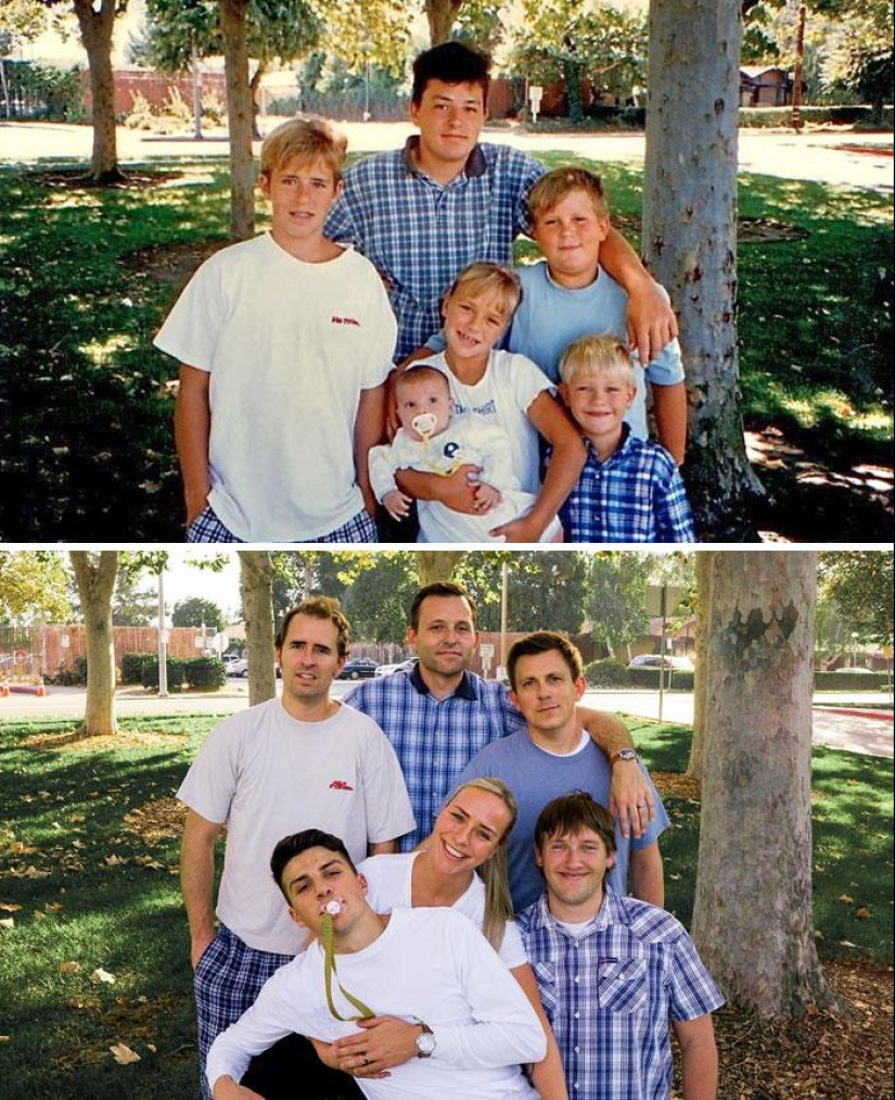 25 family photos that were recreated many years later 25 family photos that were recreated many years later