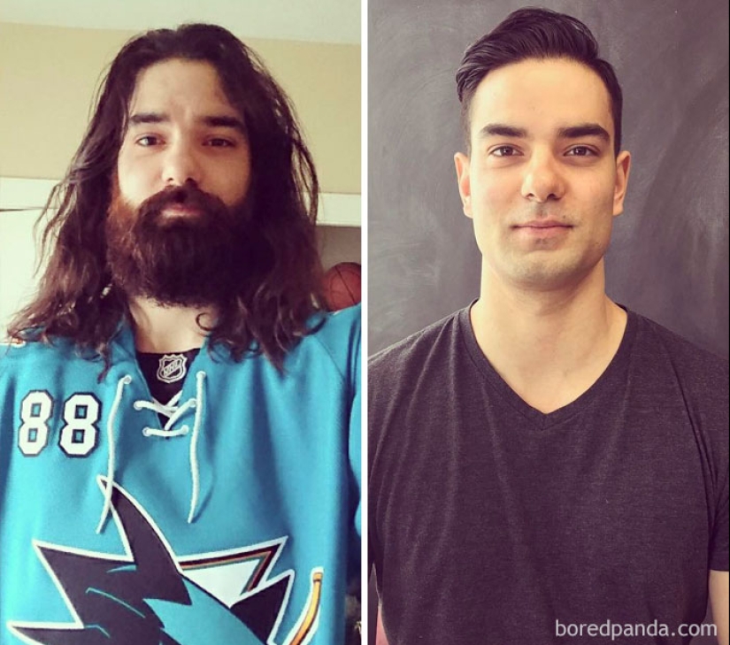 30 men with and without a beard. Are they exactly the same people? 30 men with and without a beard. Are they exactly the same people?