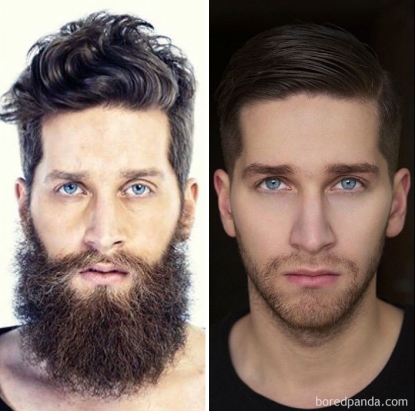 30 men with and without a beard. Are they exactly the same people? 30 men with and without a beard. Are they exactly the same people?