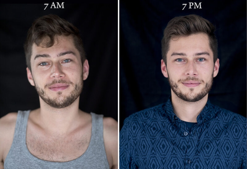 "7am — 7pm»: how different a person looks