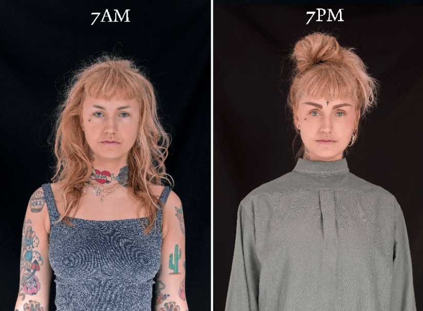 "7am — 7pm»: how different a person looks