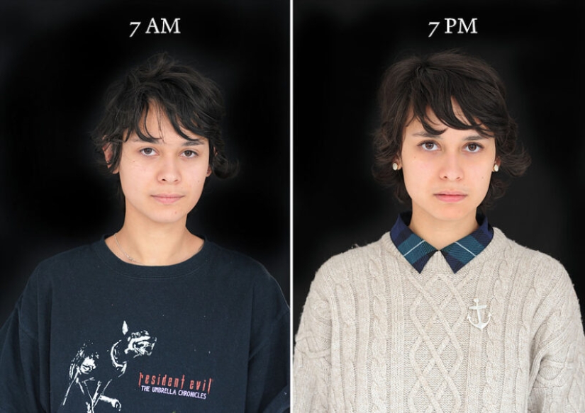 "7am — 7pm»: how different a person looks