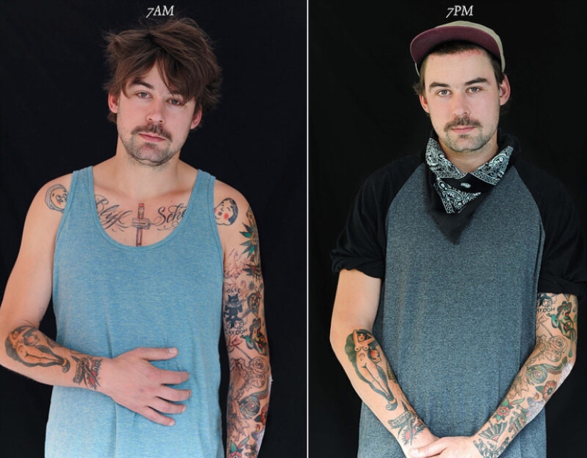 "7am — 7pm»: how different a person looks