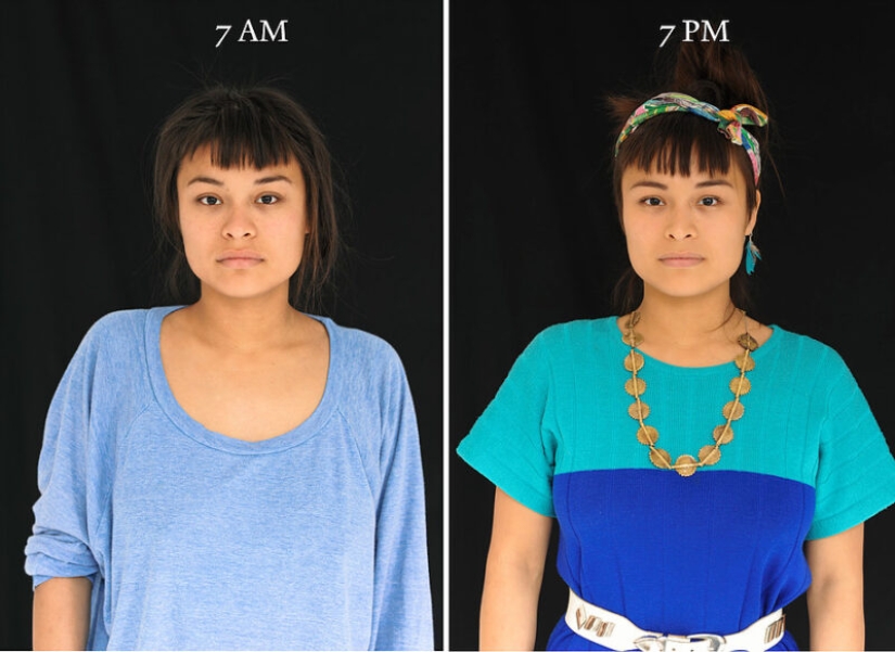 "7am — 7pm»: how different a person looks