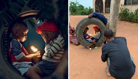 A photographer from Nigeria shows behind the scenes of his photos