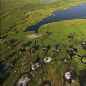A picturesque village in a swamp in South Sudan