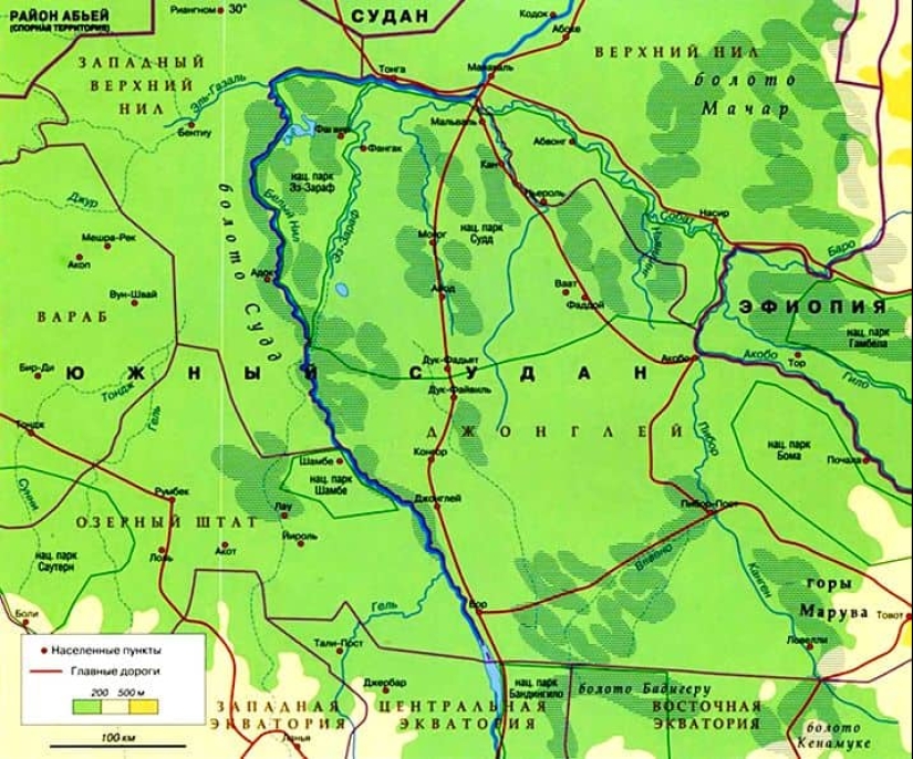 A picturesque village in a swamp in South Sudan A picturesque village in a swamp in South Sudan