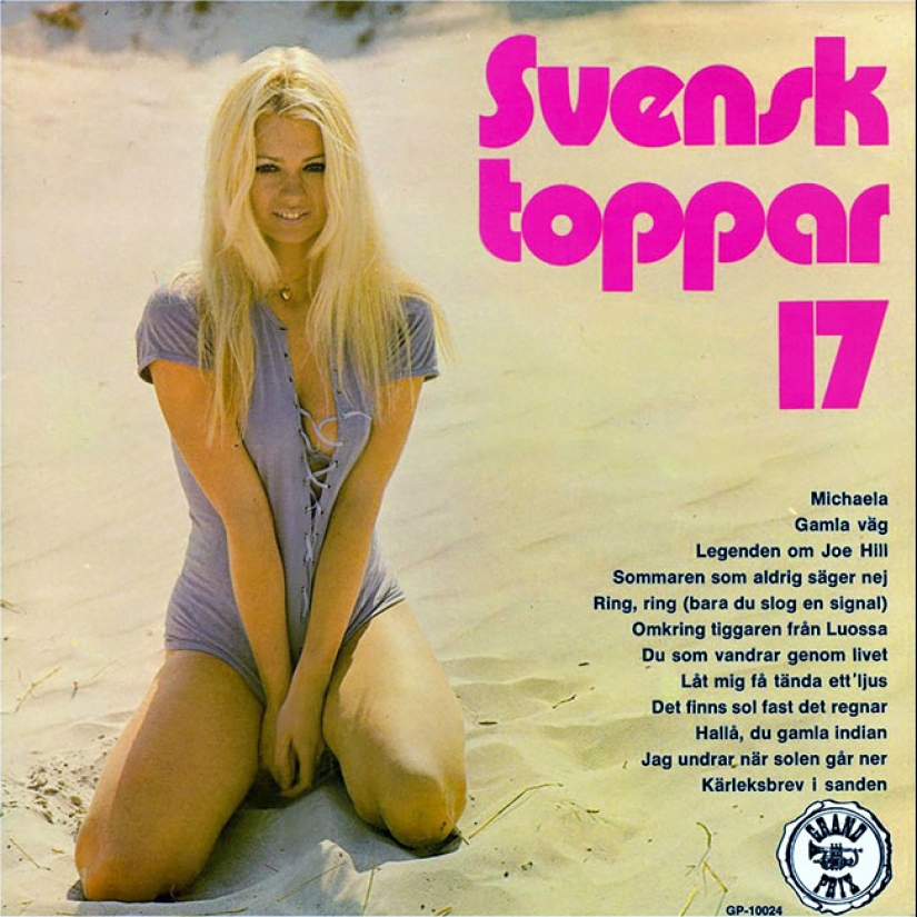 A sexy bikini with record covers 60-80 years
