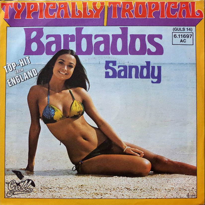 A sexy bikini with record covers 60-80 years
