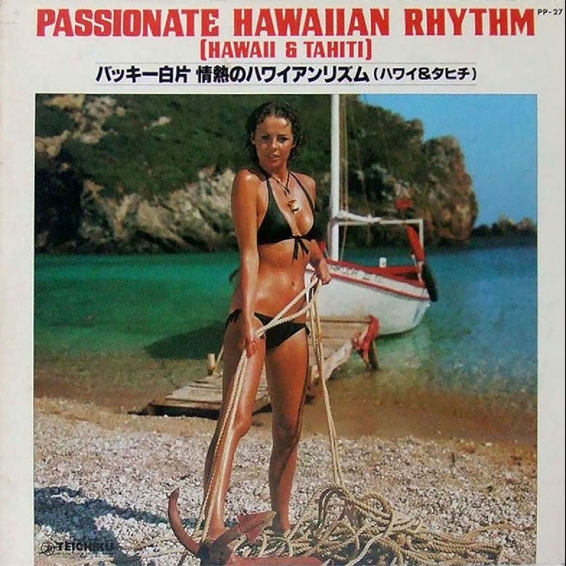 A sexy bikini with record covers 60-80 years