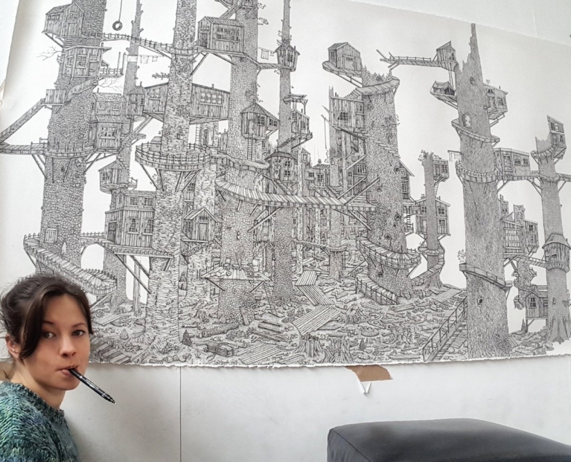 A whole world on paper: a British woman creates incredible landscapes with an ordinary pen