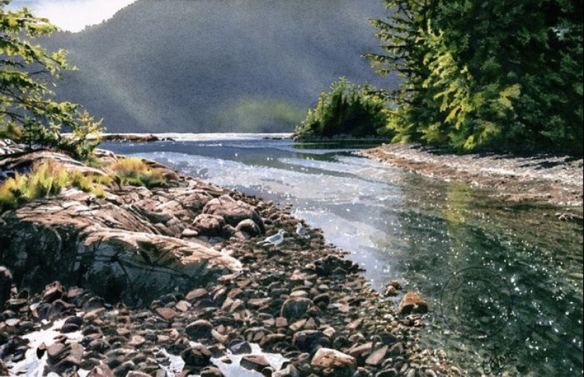 Acuarela realismo: los increíbles paisajes Carol Evans