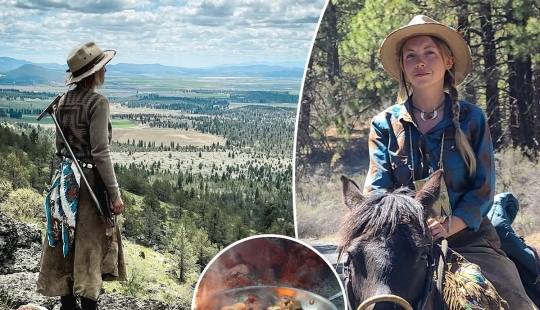 An American woman lives in a tent and eats animals that have been hit by cars. An American woman lives in a tent and eats animals that have been hit by cars.