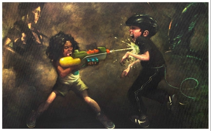 Artist Craig Davison and his child heroes